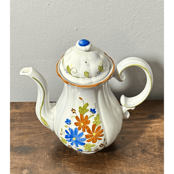 Metlox Vernon Bouquet Floral 8 Cup Tea Pot Mid Century Excellent Condition - Picture 4 of 13